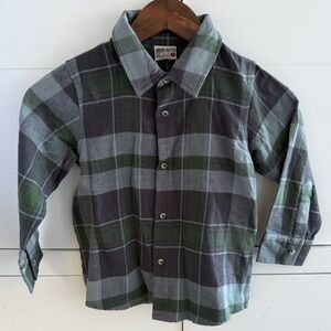 Plaid Button-Down Shirt for Kids - Green and Gray